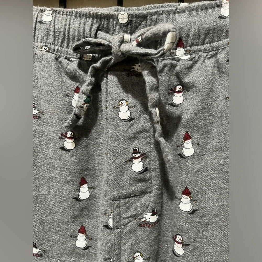 J. Crew Charcoal  FLANNEL SNOWMAN PRINT, PAJAMA PANTS SIZE XL